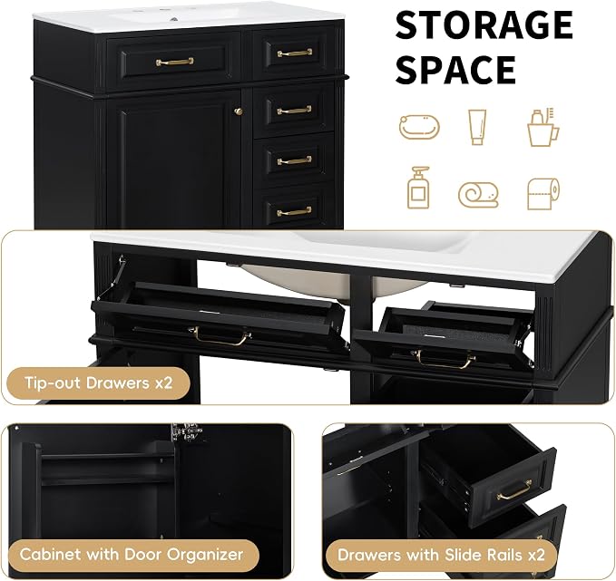 Harper & Bright Designs 36" Bathroom Vanity - Image 5