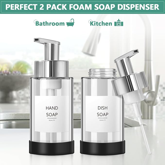 Glass Soap Dispenser, 10 oz/300ml Foaming Soap Dispenser, 2 Pack Foaming Hand - Image 8