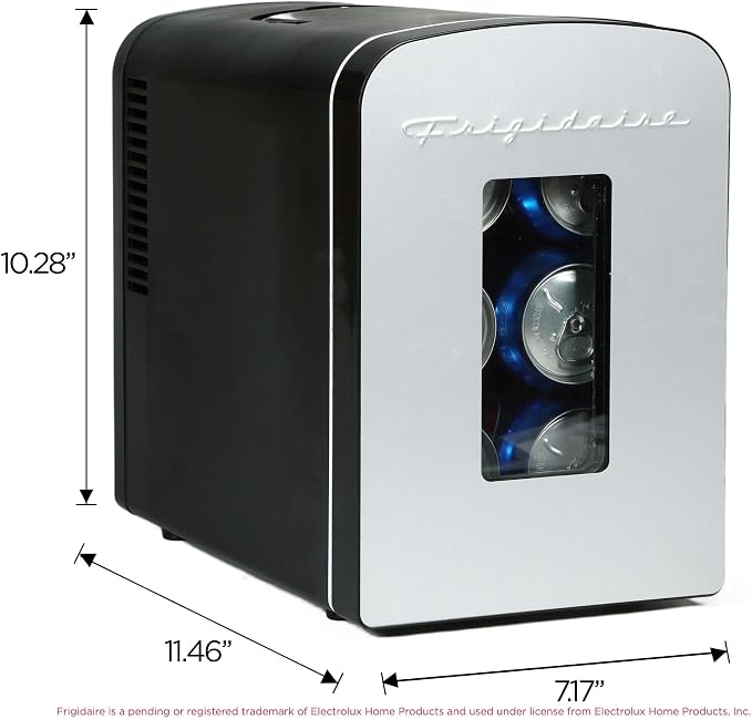 Frigidaire Portable 9-Can Mini Cooler Fridge, Brushed Stainless Rugged - Image 5