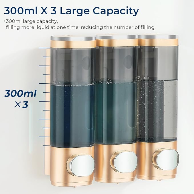 Shampoo and Conditioner Dispenser, Pollock Shower Soap Dispenser 3 Chamber No - Image 3