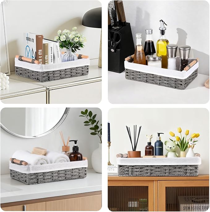HomeHacks 2 Pack Storage Basket Paper Rope Baskets - Image 5