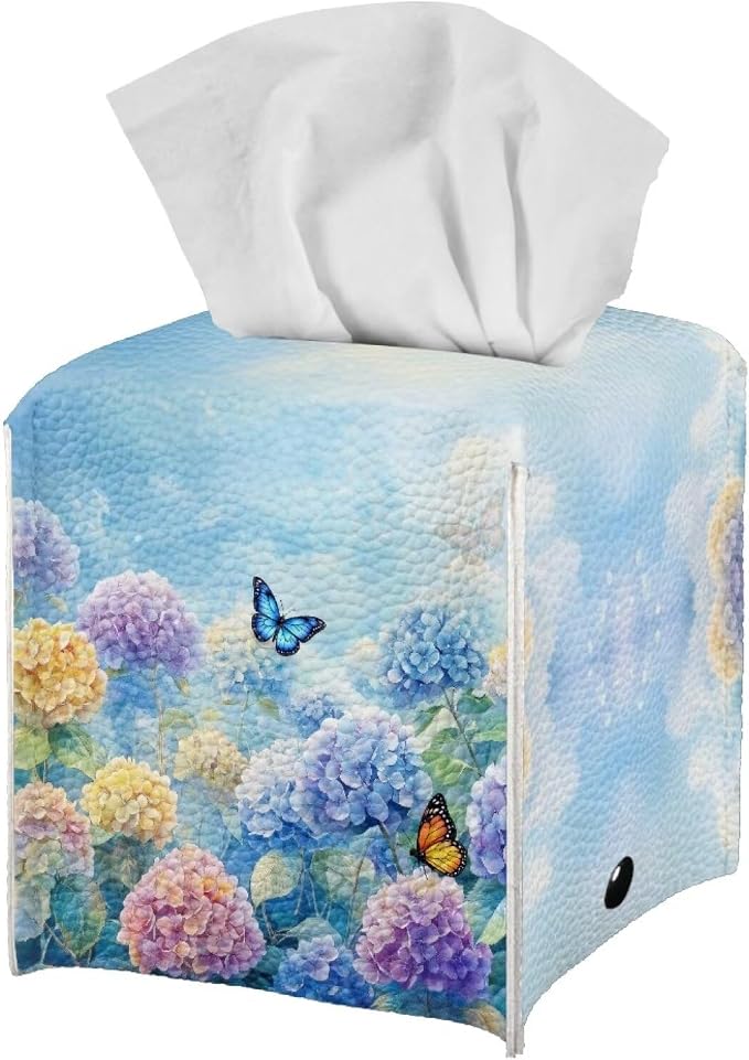 Butterflies Tissue Box Holder Stylish Waterproof PU Leather Square Tissue Box - Image 2