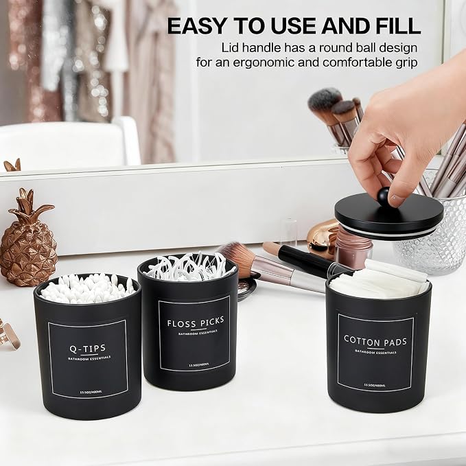 3 Pack Qtip Holder Bathroom Set, Cotton Ball Swab Pad Holder Cotton Round Floss - Image 6