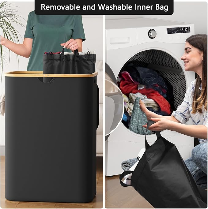 SpaceAid Double Laundry Hamper 2 Section - Image 4