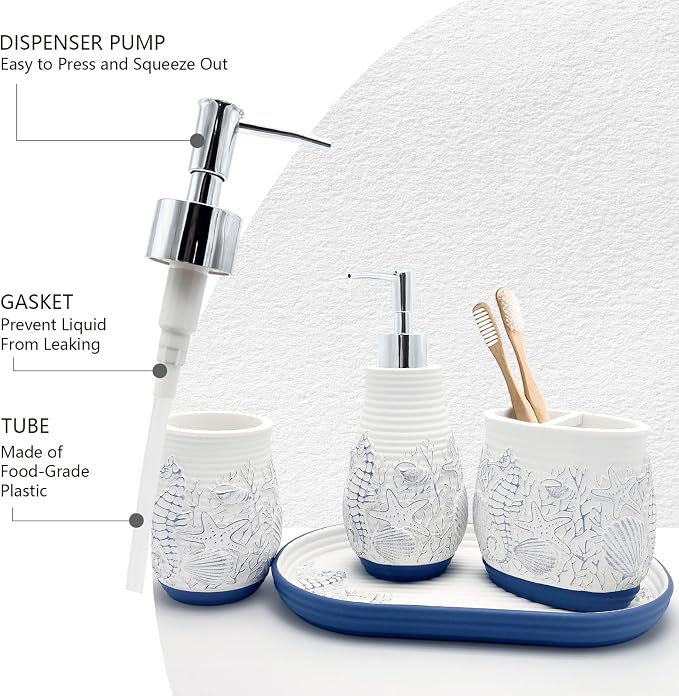 Beach Theme Bathroom Accessory Sets 4PCS Bathroom Accessories Set Complete - Image 3