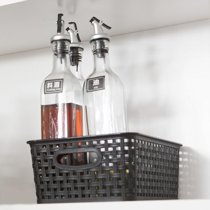 Black Plastic Weave Storage Baskets - Image 8