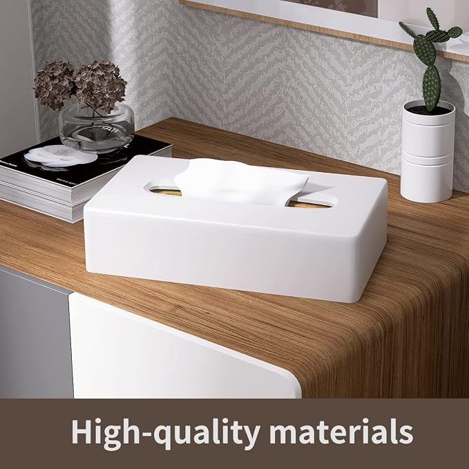 Tissue Box Cover, Rectangular White Wall Mounted Facial Paper Holder Dispenser - Image 7