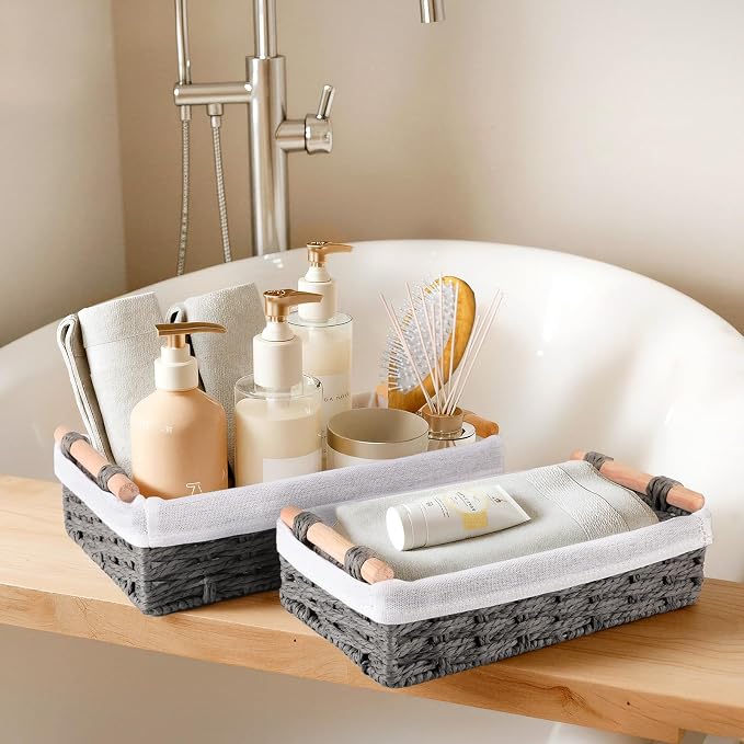 HomeHacks 2 Pack Storage Basket Paper Rope Baskets - Image 7