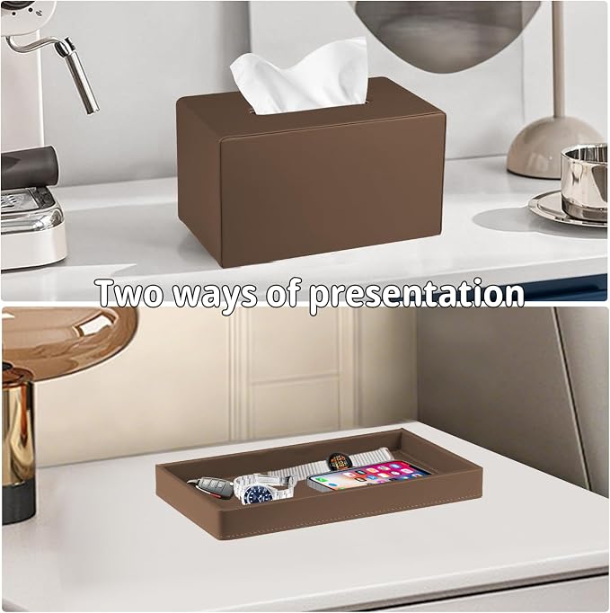 PU Leather Tissue Box Cover Rectangle - Image 2