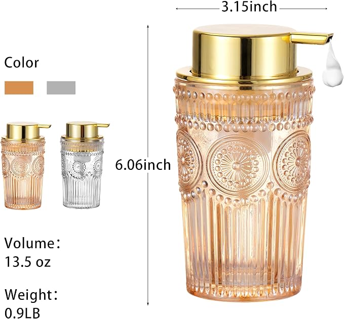 Foaming Hand Soap Dispenser, Glass Foam Soap Dispenser, Toothbrush Holder - Image 3
