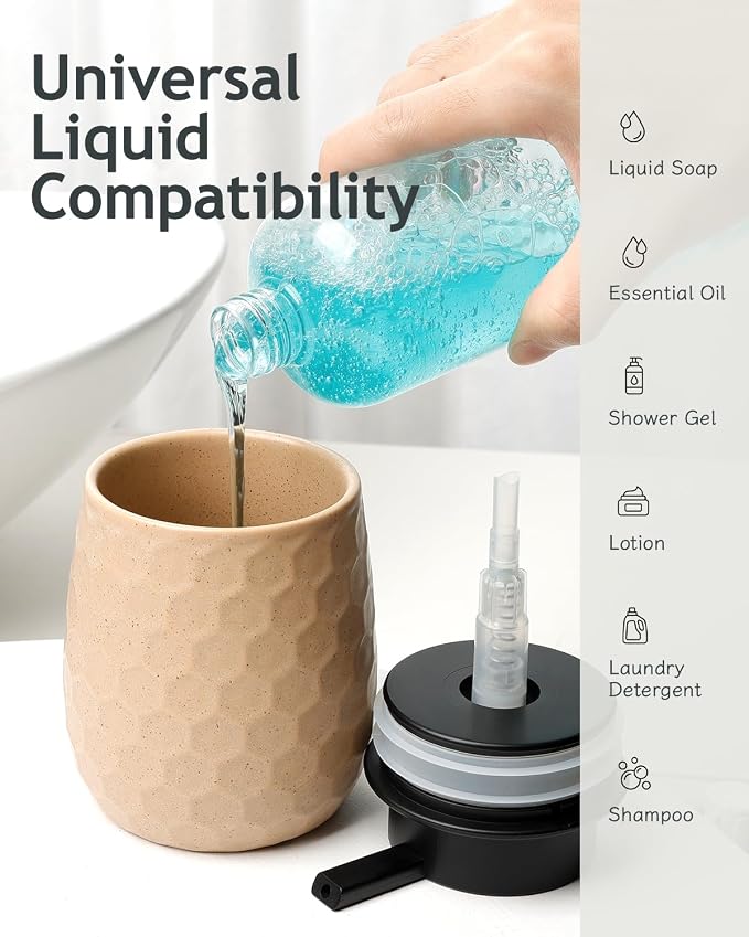 Soap Dispenser, 12OZ Ceramic Liquid Hand Soap Dispenser - Image 5