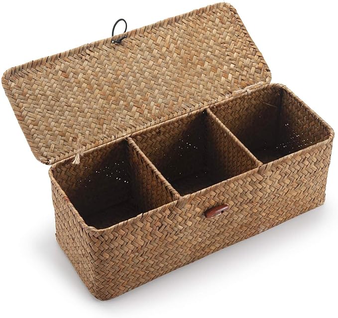 Seagrass Storage Basket for Bathroom by XIMISISE