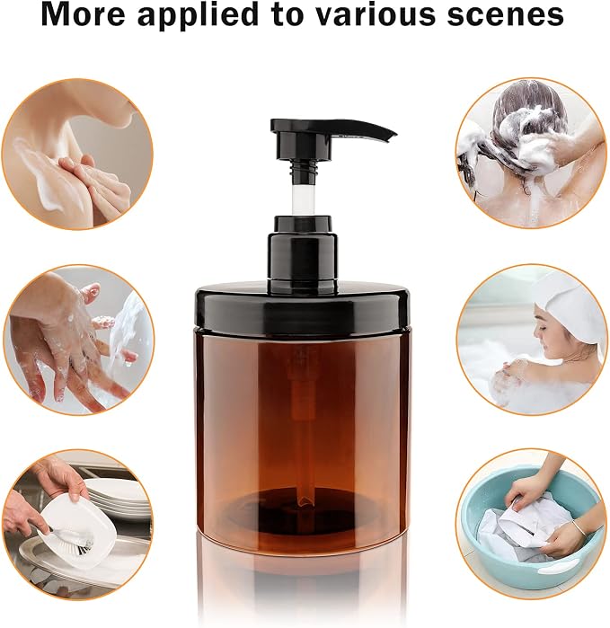 Pump Bottle Dispenser 3 Pcs 600ml/20oz Refillable Plastic Pump Bottles Wide - Image 7