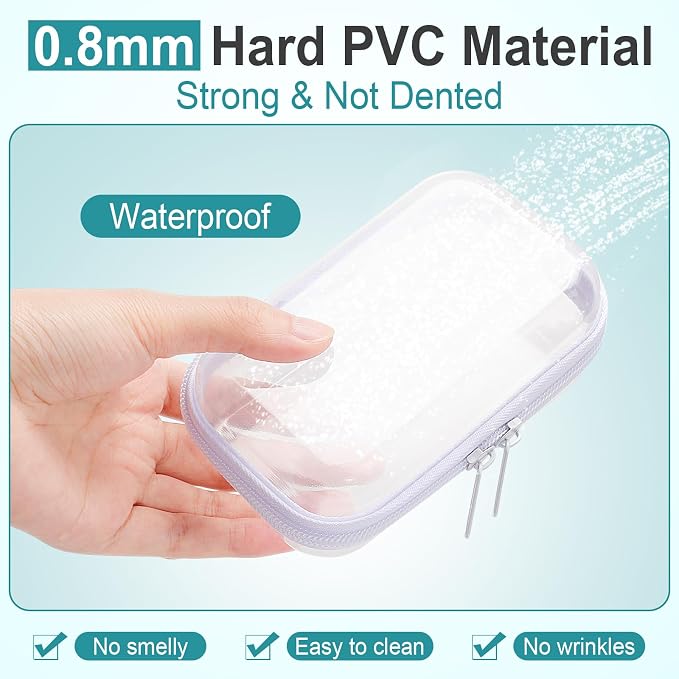 Sanwuta 10 Pcs Hard Zipper Case Clear Hard Pouches Plastic Zipper Pencil Box - Image 4