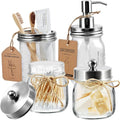 Amolliar Mason Jar Bathroom Accessories Set -Lotion Soap Dispenser & 2 Qtip by Amolliar