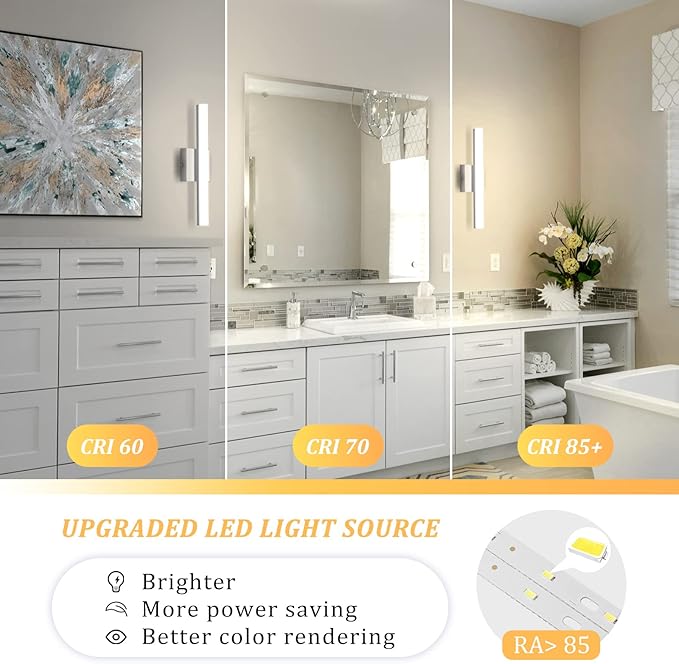 Combuh LED Bathroom Vanity Light Lamp 16Inch 9W IP44 Chrome Over Mirror - Image 5