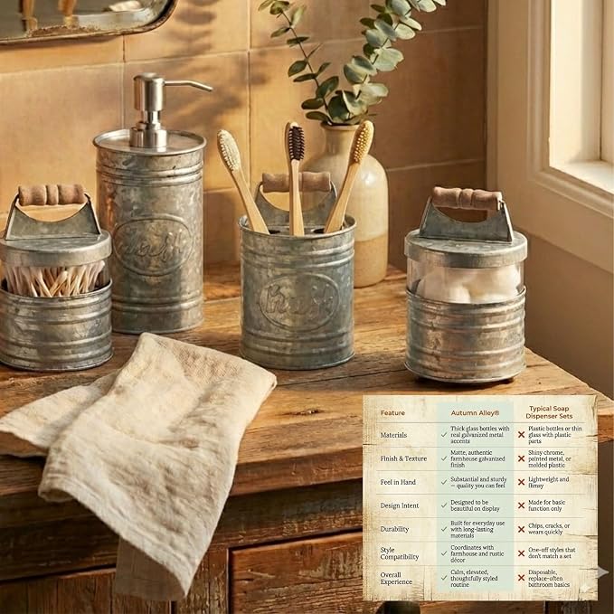 Autumn Alley Rustic Bathroom Accessories Set 4 - Image 5
