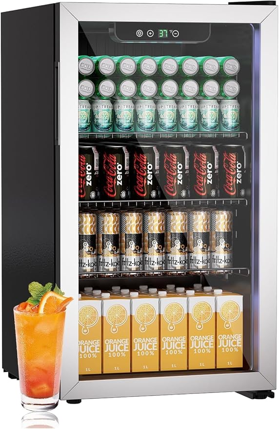 3.1 Cubic Feet/110 Can Beverage Refrigerator, 17 Inch Fridge by Erivess