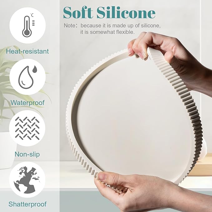 Silicone Bathroom Tray Round Kitchen Counter Organizer Decorative Vanity - Image 3