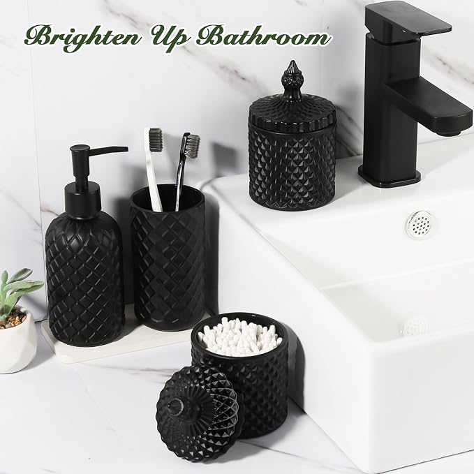 Matte Black Bathroom Accessories Set, 4 Pack Black Bath Accessory Sets Complete - Image 5