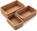 Natural Rattan Storage Baskets, Rectangular Woven Fruit Baskets, Decorative by YANGQIHOME