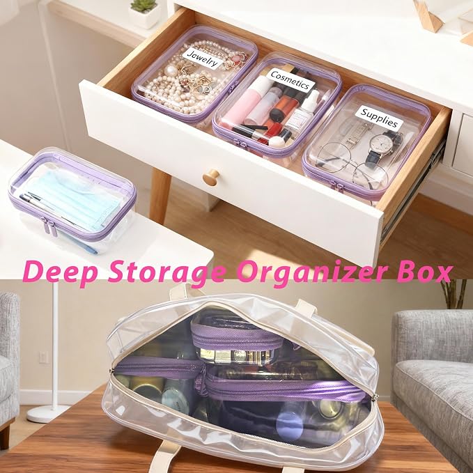 3 Pack Clear Hard Shell Zipper Case - Image 3