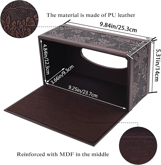 PU Leather Tissue Box Cover Tissue Box Holder Rectangle Tissues Organizer - Image 4