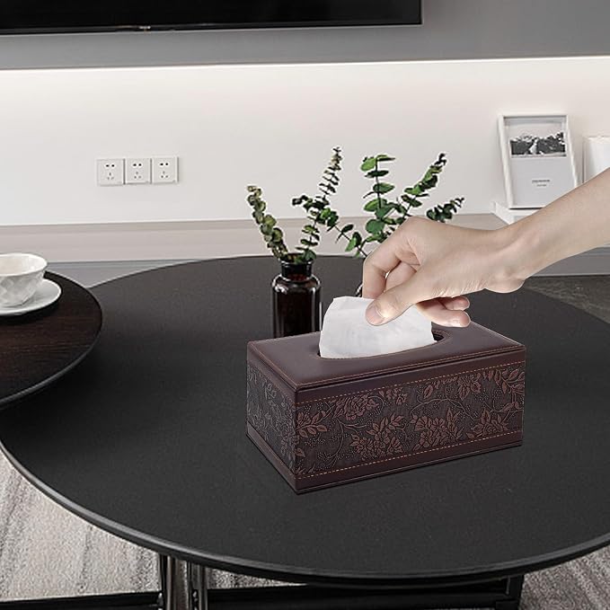 PU Leather Tissue Box Cover Tissue Box Holder Rectangle Tissues Organizer - Image 3
