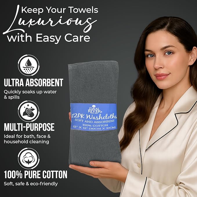 DAN RIVER 12 Pack Wash Cloths for Showering - Image 3