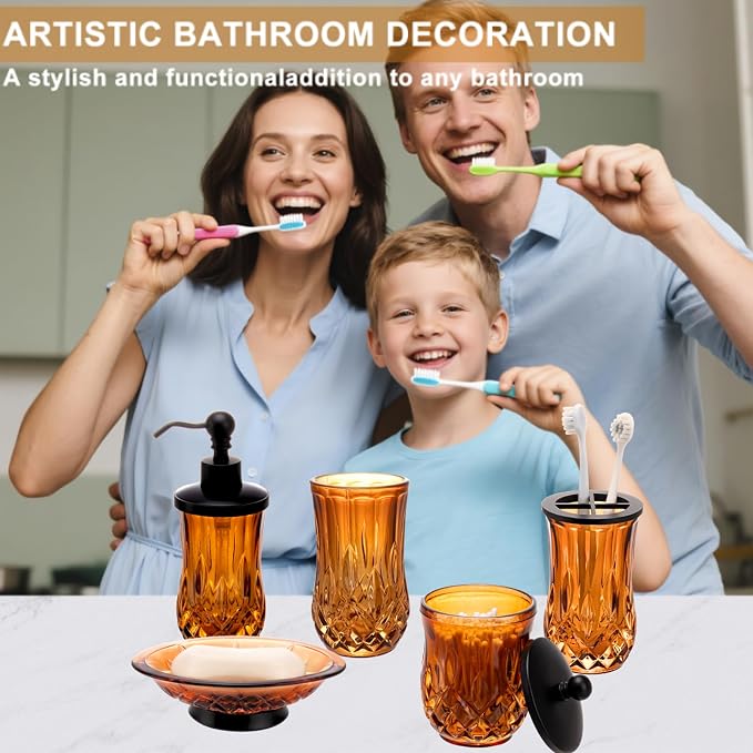 Bathroom Accessories Set, Complete Lotion Soap Dispenser, Toothbrush Holder - Image 2