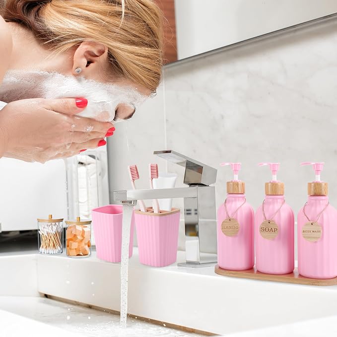 Pink Bathroom Accessories Set 17PCS Bathroom Set - Image 3