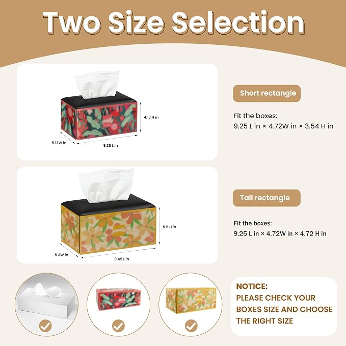 Long Tissue Box Cover, PU Leather Tissue Holder Rectangle, Facial Paper - Image 6