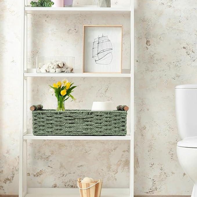 Round Paper Rope Storage Basket Wicker Baskets - Image 4