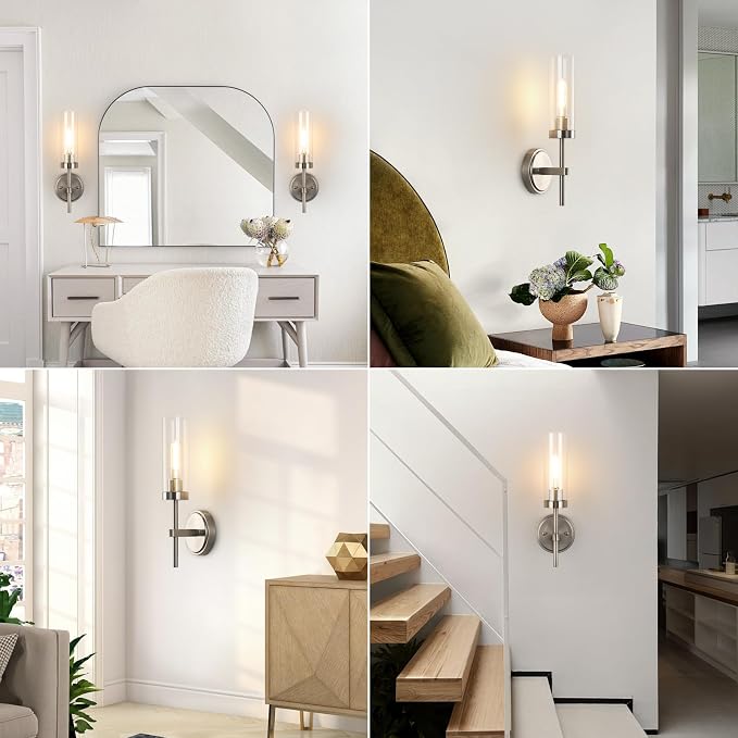 WILON Bathroom Wall Sconces Set of 2, Brushed Nickel Vanity Lights - Image 6