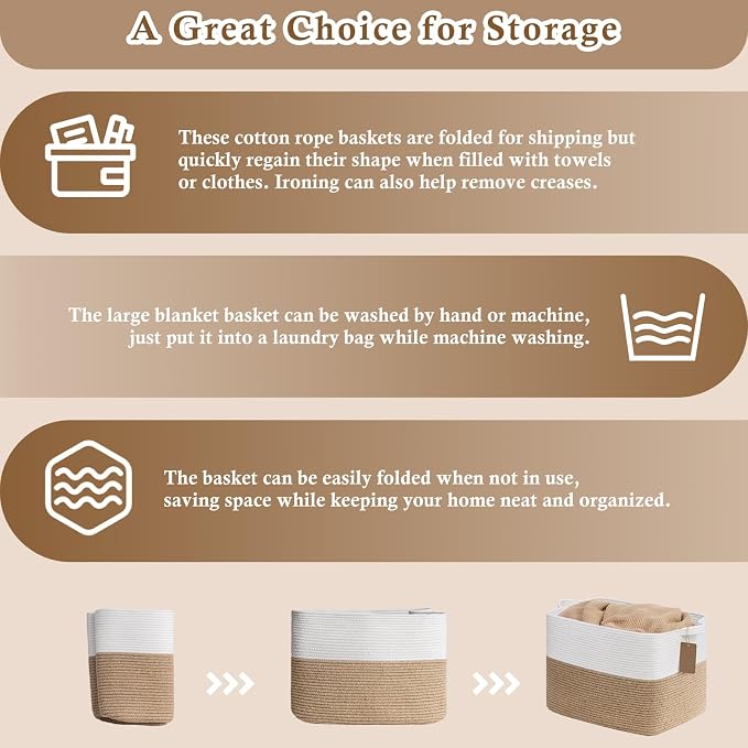 Goodpick Woven Storage Baskets for Organizing, Nursery Toy Baskets Storage Kids - Image 7