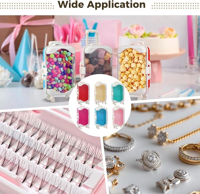 12 PCS Mini Suitcase Party Favor Boxes, Rolling Empty Storage Box - Image 5
