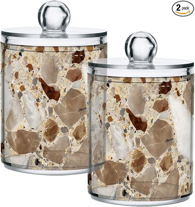 2 Pack Beige and Brown Marble Print Apothecary Jars by Unknown