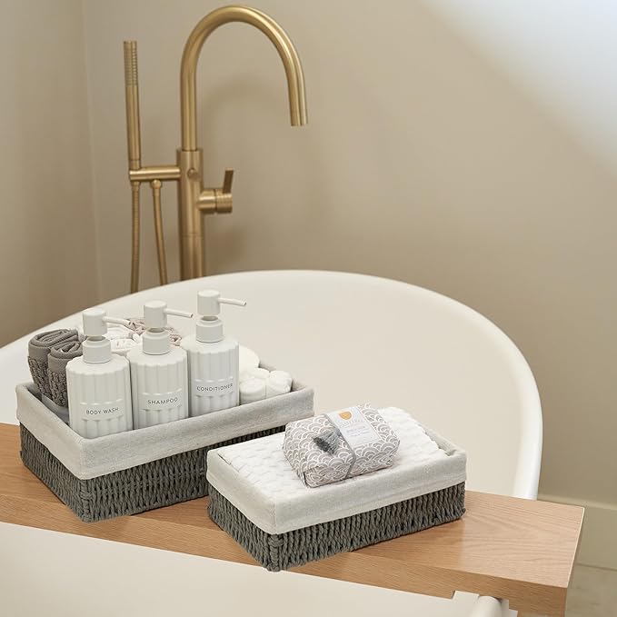 Beautiful Toilet Paper Storage Basket Set of 2 – Decorative Wicker Bathroom - Image 2