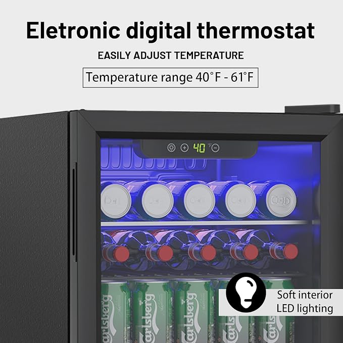 Compact Beverage Refrigerator, 2.6Cu.Ft/95 Can Mini Fridge - Image 4