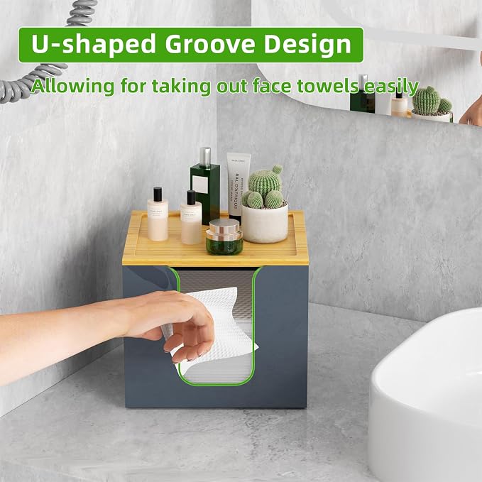 VITVITI Disposable Face Towel Holder Box, Acrylic Facial Towel Container - Image 2