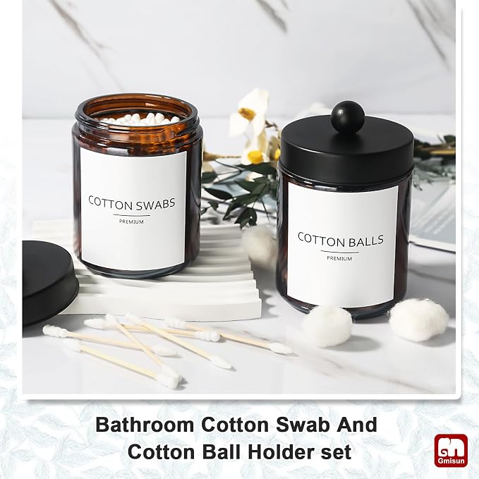 GMISUN Bathroom Accessories Set, 5 Pack Amber Glass Bath Accessory Sets Complete - Image 4
