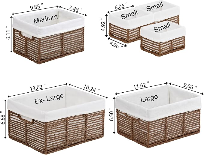 Vagusicc Wicker Storage Basket, 6 Pack Baskets - Image 2