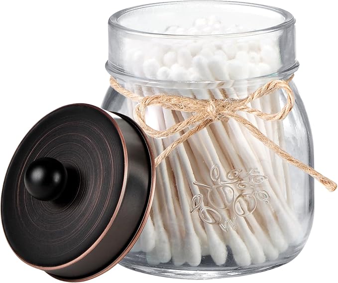 SheeChung Small Mason Jar, Glass Qtip Holder, Apothecary Jars by SheeChung