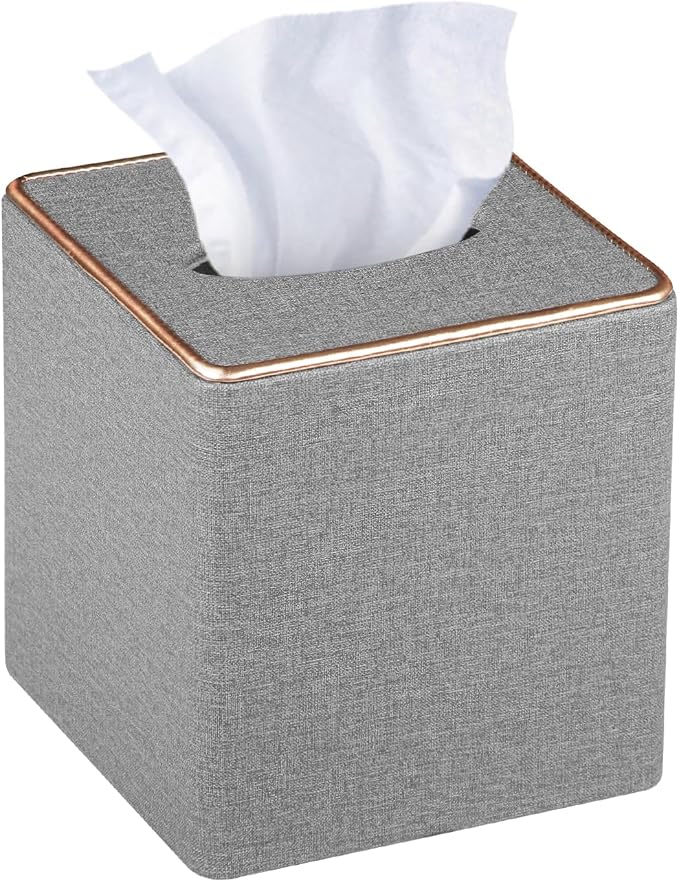 Leather Tissue Box Cover Square, Decorative Cube Tissue Box Holder by YAPISHI