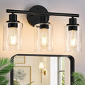 3-Light Bathroom Light Fixtures, 17.23" Black Modern Vanity Lights by Zarbitta