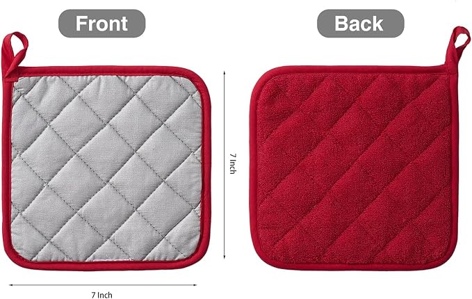 Kitchen Pot Holders Set Heat Resistant Pure Cotton Potholders Kit Trivets Large - Image 2