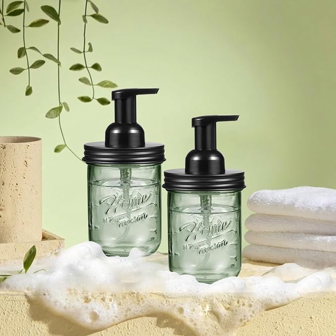 SheeChung Mason Jar Foaming Soap Dispenser, Stainless Steel Lid, BPA Free Pump - Image 8
