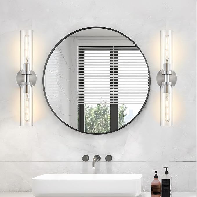 2 Light Bathroom Wall Sconces Set of 2, Modern Farmhouse Brushed Nickel - Image 8