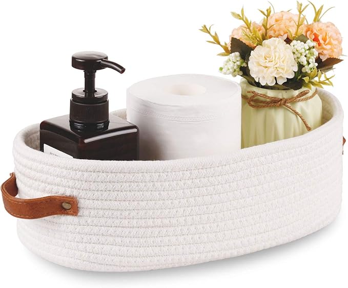 Woven Storage Basket for Toilet Tank Top, Farmhouse Home Decor Organizing by Oradrem