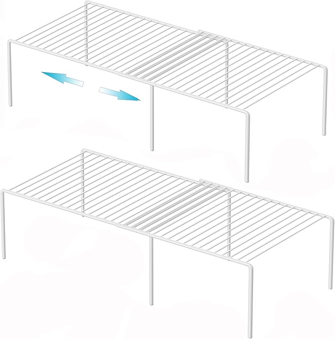 iPEGTOP Set of 2 Expandable Kitchen Cupboard Organiser, 4-Piece Adjustable by iPEGTOP